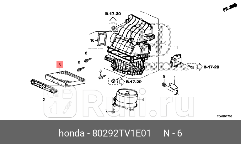 Фильтр салона HONDA 80292TV1E01 5860₽