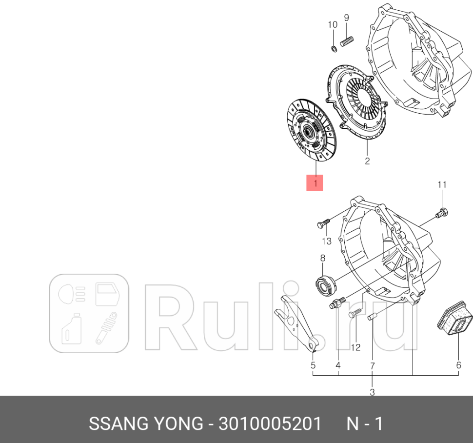 Диск сцепления в сборе  SSANG YONG 3010005201