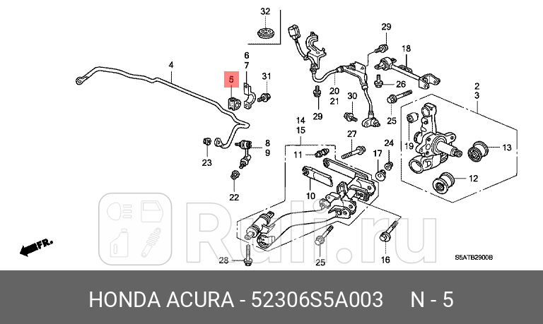 Втулка стабилизатора заднего 52306s5a003 HONDA 52306-S5A-003 0₽