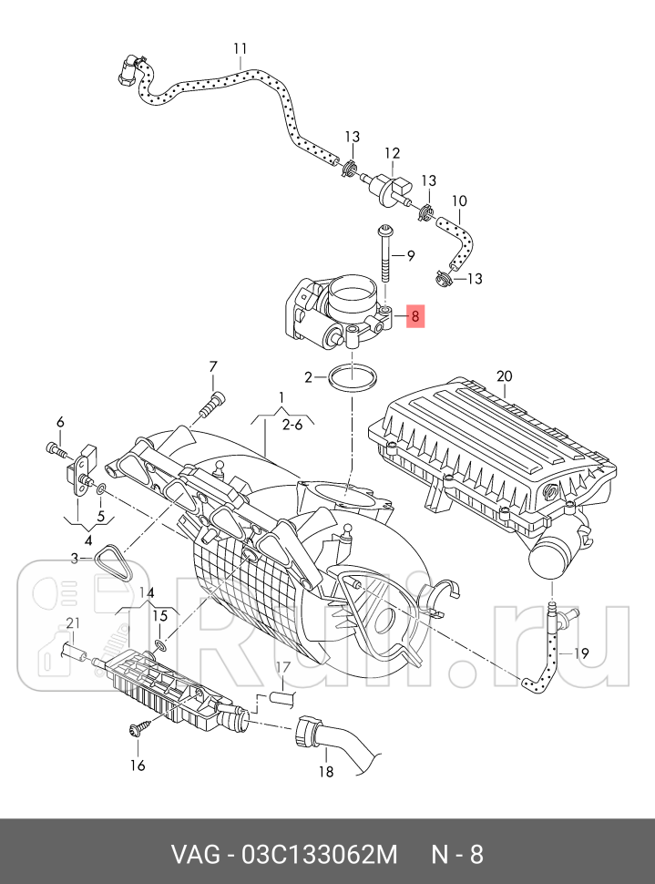Блок дроссельной заслонки VAG 03C133062M 78990₽
