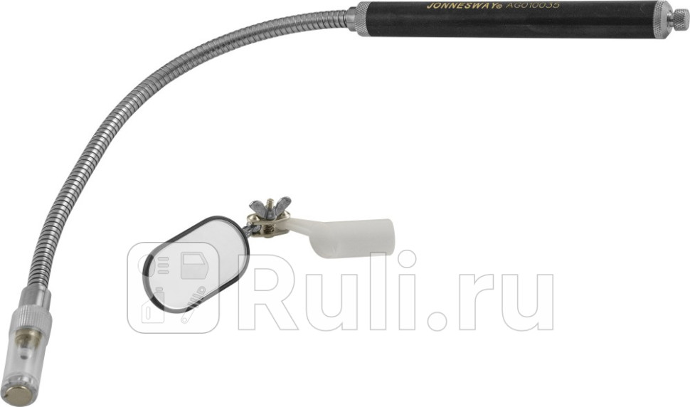 Телескопическое зеркало гибкое прямоугольное (25х50 мм) с магнитом и подсветкой  JONNESWAY AG010035