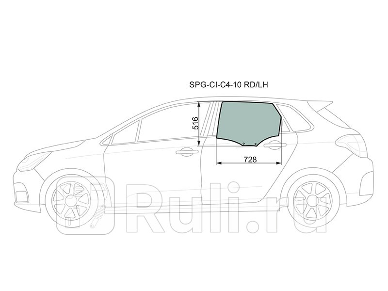 Стекло двери задней левой для Citroen C4 B7 2014-2021 SAT SPG-CI-C4-10 RDLH 1800₽