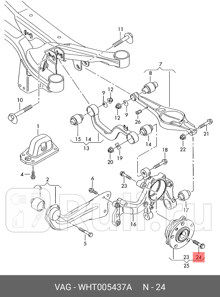 Болт ступицы M16X15X70 Audi TT8J 2006-2015 VAG WHT005437A 430₽