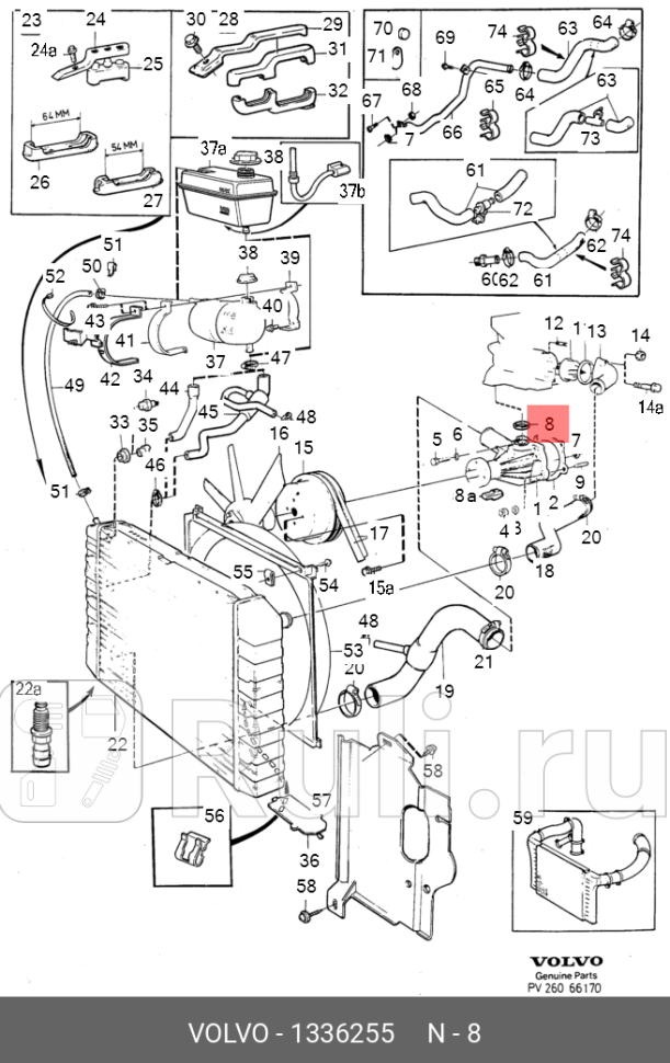 Кольцо уплотнительное насоса системы охлаждения VOLVO 1336255 0₽