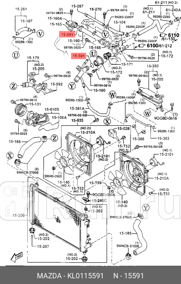 Кольцо резиновое kl0115591 mazda MAZDA KL01-15-591 0₽