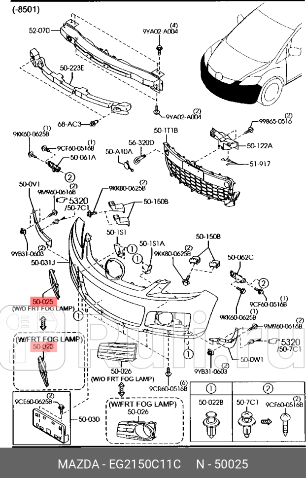 Рамка фары r usa mazda MAZDA EG2150C11C 0₽