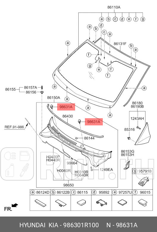 Форсунка омывателя лобового стекла левая для Hyundai Solaris 1 рестайлинг 2014-2017 HYUNDAI-KIA 986301R100 450₽