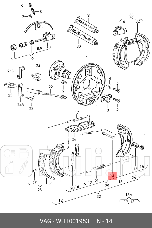 Штифт колодки тормозной VAG WHT001953 170₽