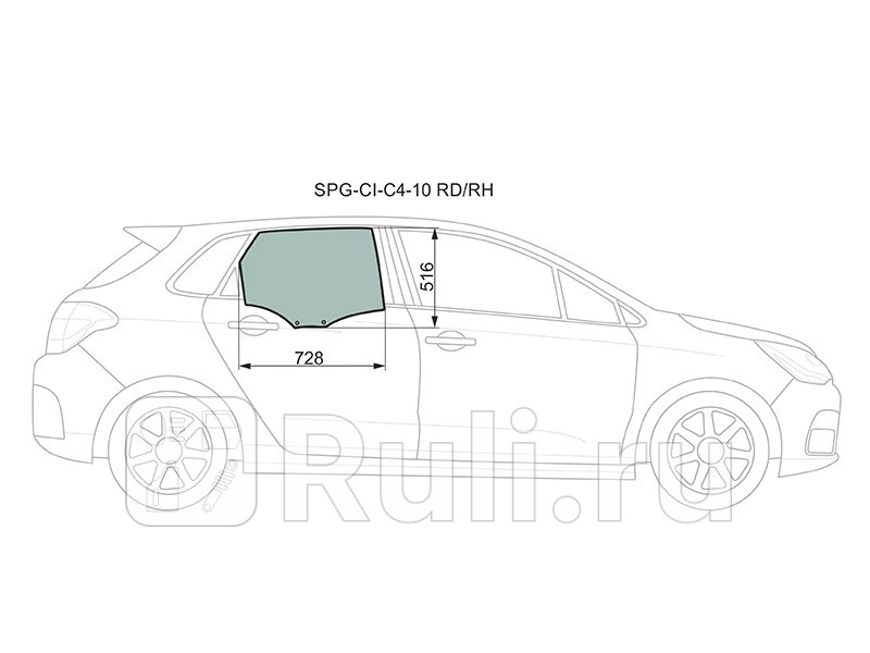 Стекло двери задней правой для Citroen C4 B7 2014-2021 SAT SPG-CI-C4-10 RDRH 1890₽