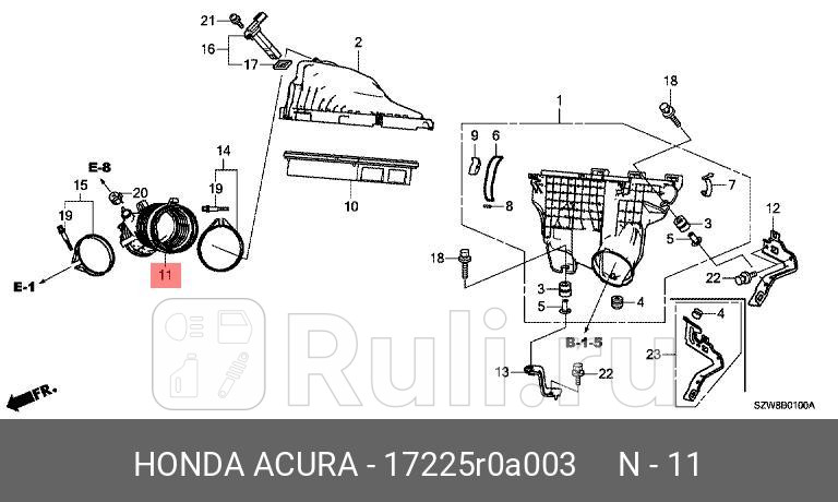 Патрубок воздушного фильтра HONDA 17225-R0A-003 6020₽
