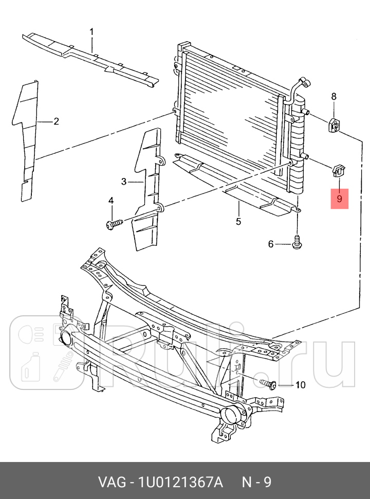 Крепление радиатора для Volkswagen Caddy 1995-2004 VAG 1U0121367A 1470₽