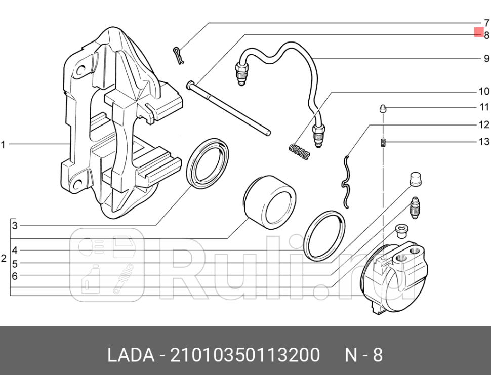 ПАЛЕЦ СУППОРТА ВАЗ-2101 ГОЛЫЙ LADA 21010 3501132 00 0₽