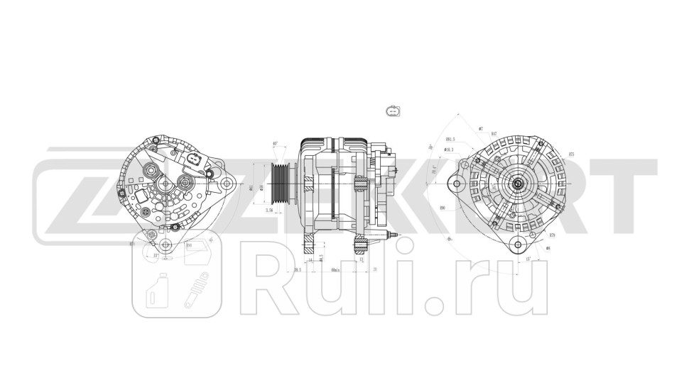 Генератор VW Golf IV 97- Fox II 03- Audi A3 96- A2 00- TT 99- Skoda Octavia 1U2 1U5 1Z3 1Z5 9 Zekkert ge-1035 12210₽