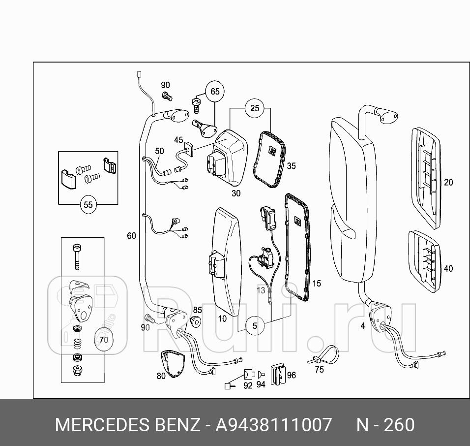 КРЫШКА ЗЕРКАЛА БОКОВОГО MERCEDES 9438111007 4950₽