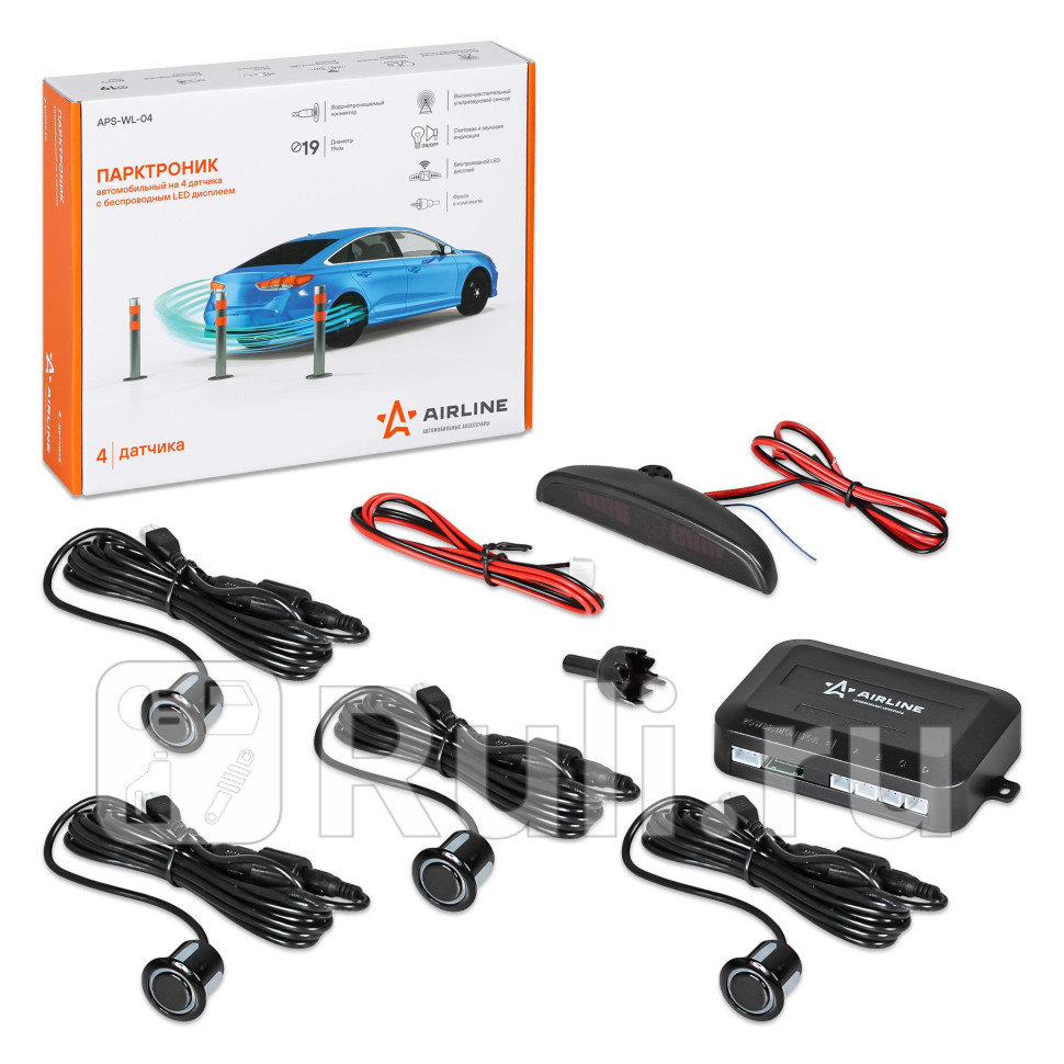 Парктроник на 4 датчика черные беспроводной LED дисплей APS-WL-04 AIRLINE aps-wl-04 3150₽