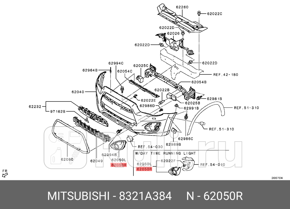 Накладка противотуманной фары правая для Mitsubishi ASX 2010-2016 MITSUBISHI 8321A384 900₽