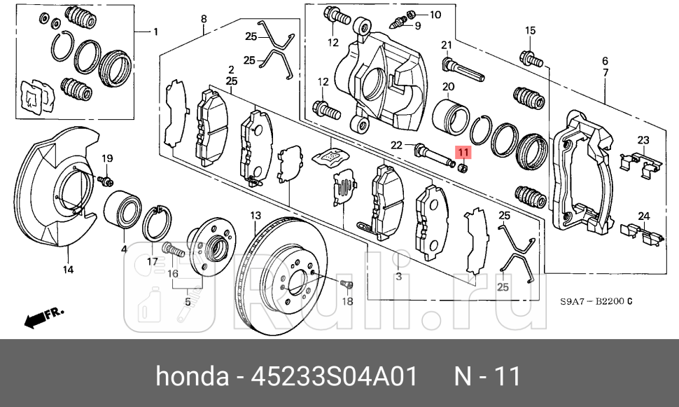 Резинка направляющей суппорта HONDA 45233S04A01 860₽