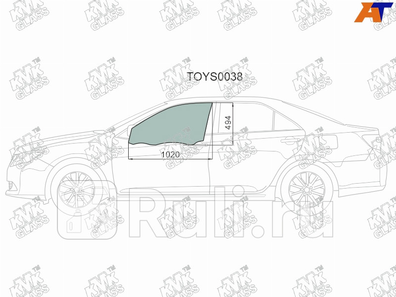 Стекло двери передней левой для Toyota Camry V50 2011-2014 KMK TOYS0038 2910₽