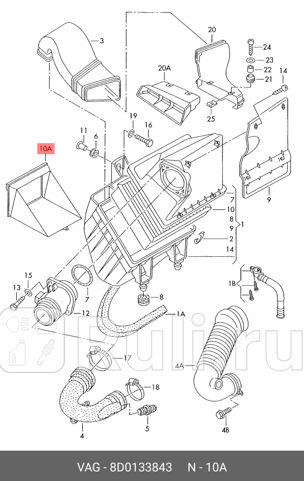 Фильтр воздушный сетка 8D0 133 843 VAG 8D0133843 0₽