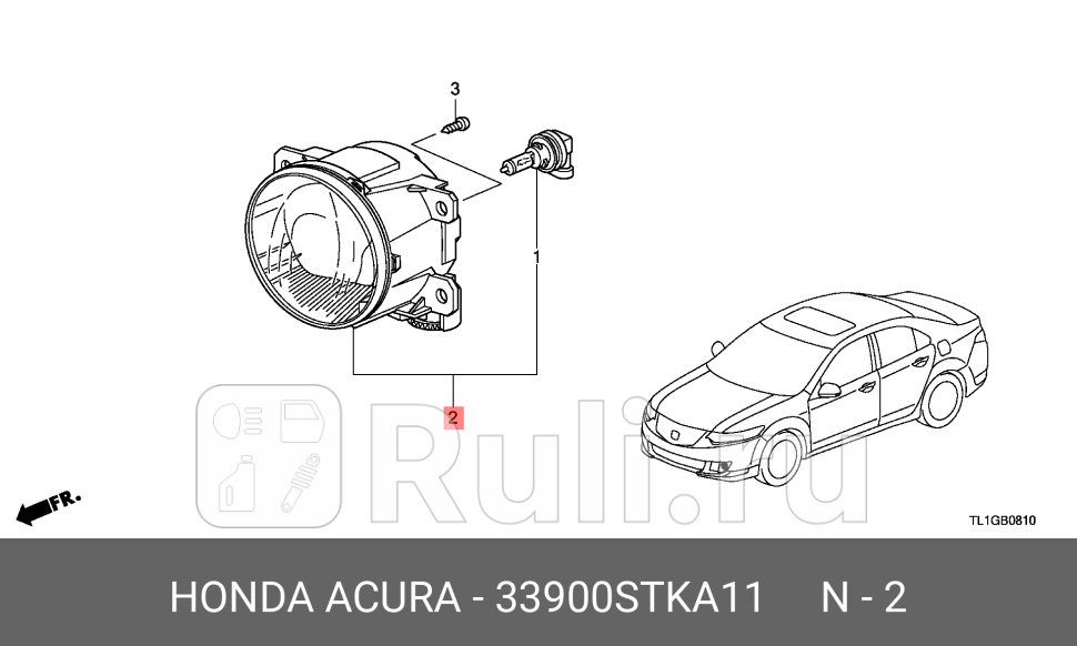 Противотуманные фары комплект для Honda Accord 8 2011-2013 HONDA 33900STKA11 10160₽