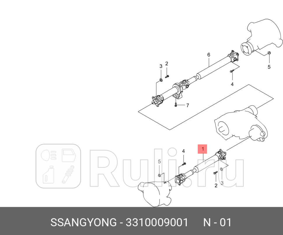 карданный вал передний 6399мм Ssangyong ActyonKyronRexton D20DT SSANG YONG 3310009001 27360₽