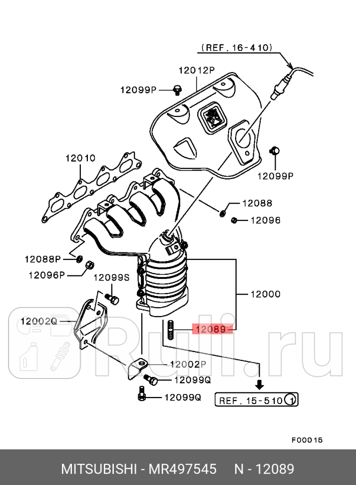 Шпилька глушителя mitsubishi many MITSUBISHI MR497545 550₽