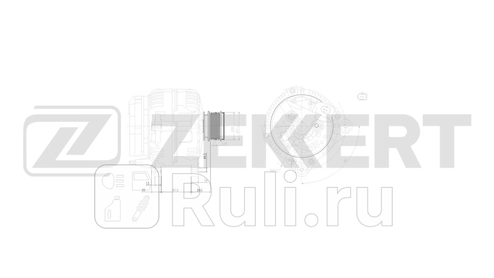 Генератор VW Passat VI 05- Tiguan 07- Golf V VI 03- Jetta V 05- Audi A4 II 00- A3 II 03- A1 1 Zekkert ge-1032 15250₽