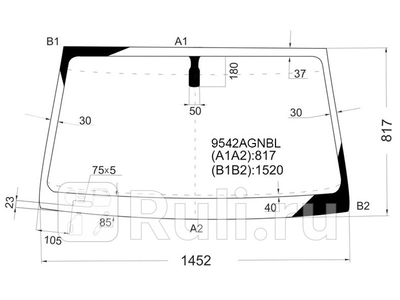 Стекло лобовое Great Wall Hover 05-10 Hover H3 10-16 Hover H5 11-16 Isuzu Axiom 01-04 FUYAO 9542AGNBL 6350₽