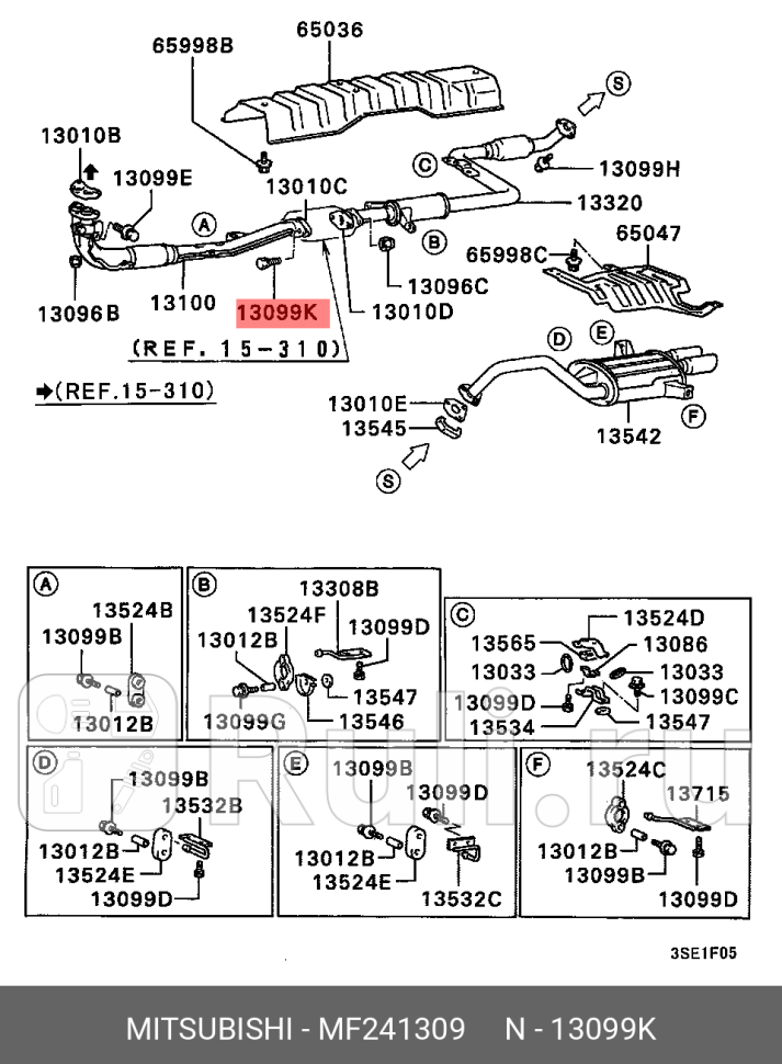 Болт выхлопной трубы MITSUBISHI MF241309 230₽