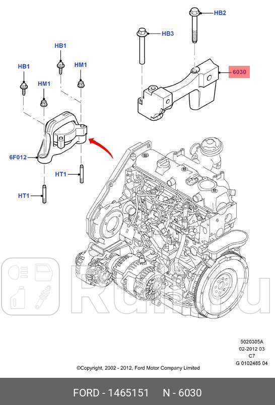 ОПОРА ДВИГАТЕЛЯ ПЕРЕДНЯЯ FORD S-MAXFOCUS-IIIMONDEO-IVGALAXYTRANSIT CONNECT 18 DURATO FORD 1465151 4290₽