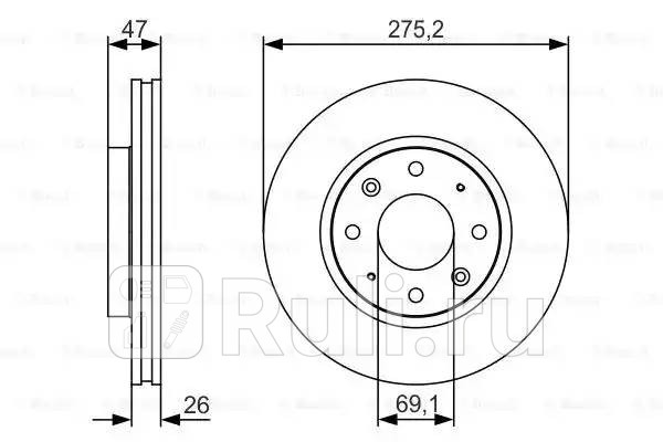 Диск тормозной передний для Kia Spectra Иж 2004-2011 BOSCH 0 986 479 S28 4110₽