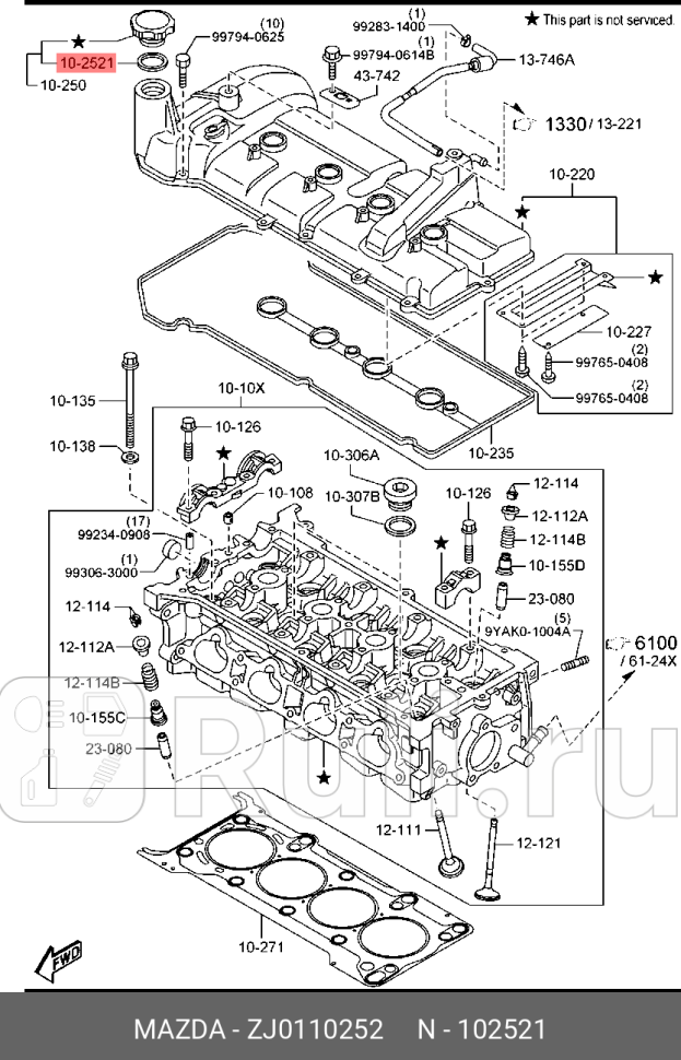 Прокладка крышки маслозаливной горловины MAZDA ZJ0110252 290₽