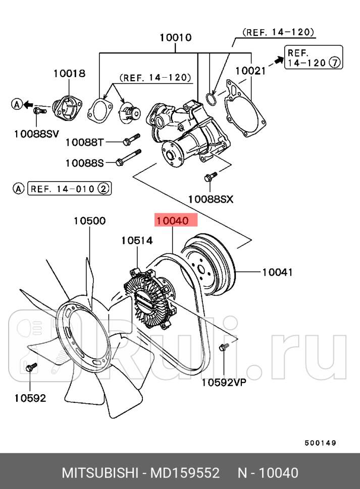 Ремень клиновой MITSUBISHI MD159552 0₽