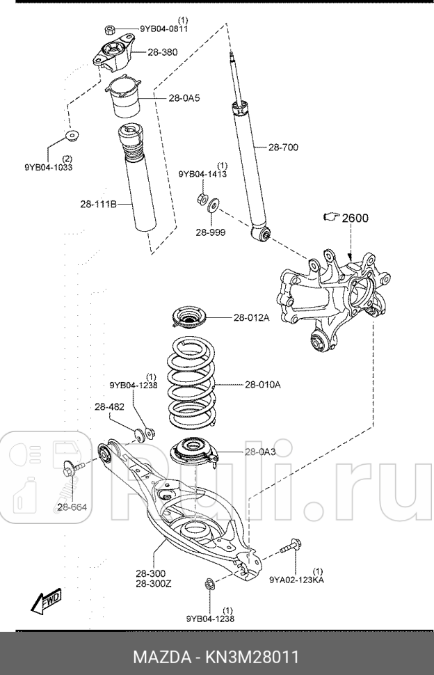 Пружина подвески MAZDA KN3M28011 0₽