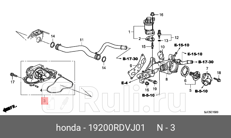 Насос водяной honda accord 2003 - 2014 pilot 2009 - 2014 v6 HONDA 19200RDVJ01 17310₽