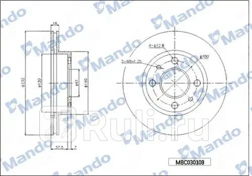 Диск тормозной передний вентилируемый MANDO MBC030108 0₽