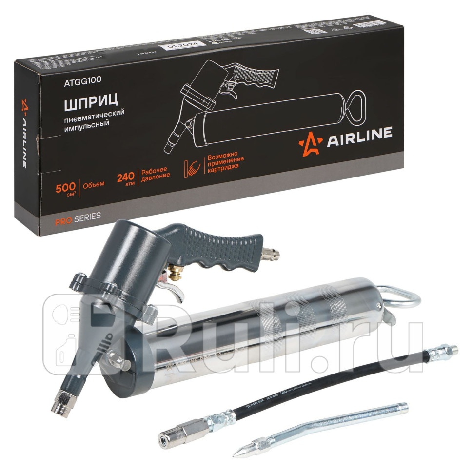 Шприц пневматический импульсный 500мл PRO клапан уд воздуха возможно примен картриджа AIRLINE ATGG100 4260₽