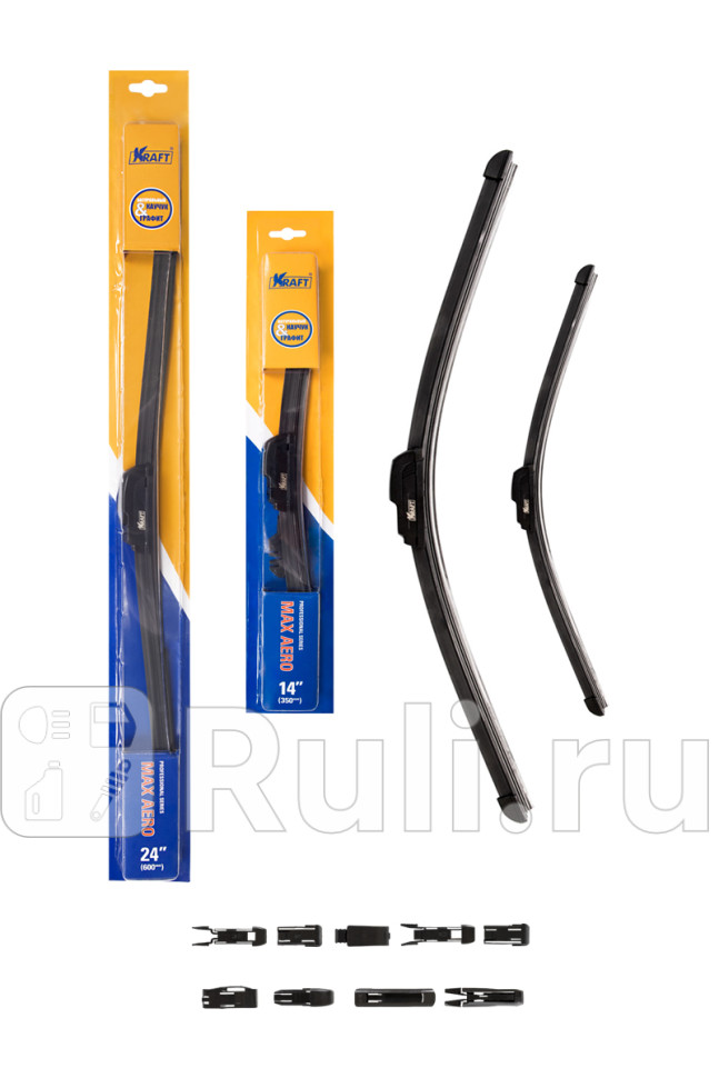 Щетки стеклоочистителя бескаркасные 600340мм компл KRAFT KT 830903 890₽