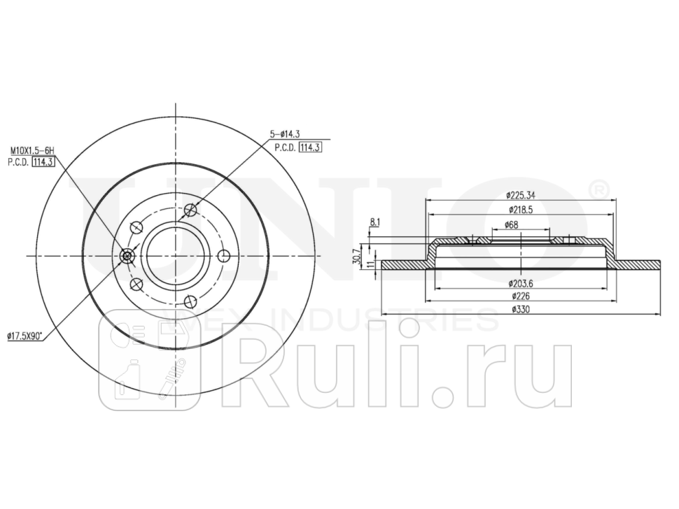 Диск тормозной задний UNIO BRD-20533 4930₽