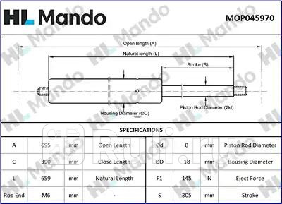 Амортизатор капота MANDO MOP045970 2280₽