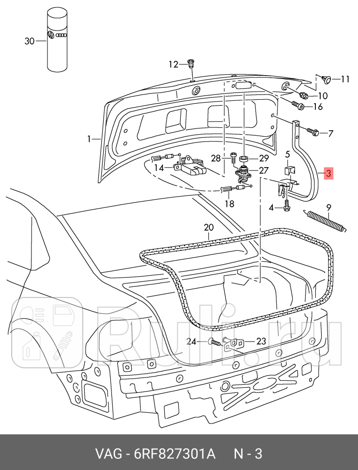 Петля крышки багажника левая VAG 6RF827301A 13320₽