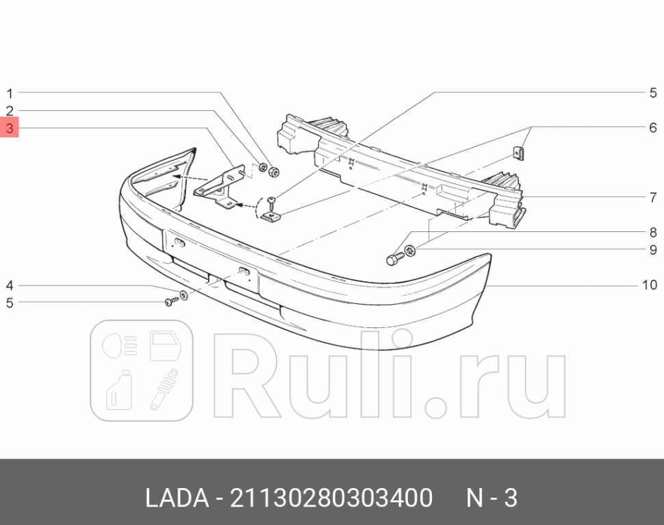 кронштейн бампера передправ Lada LADA 21130280303400 0₽