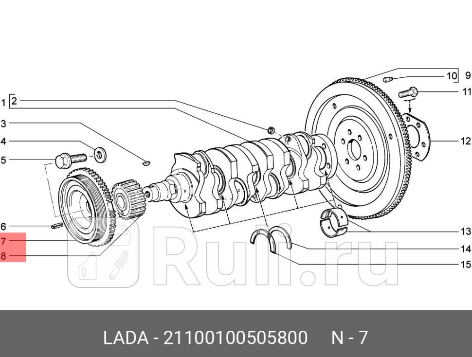 Шкив коленвала 2110 8 клап LADA демпферный LADA 21100-1005058-00 4510₽