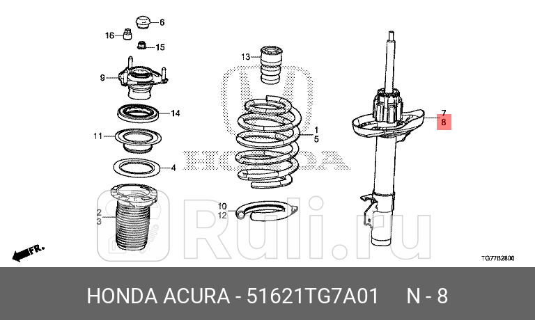 Амортизатор передний левый HONDA 51621TG7A01 0₽