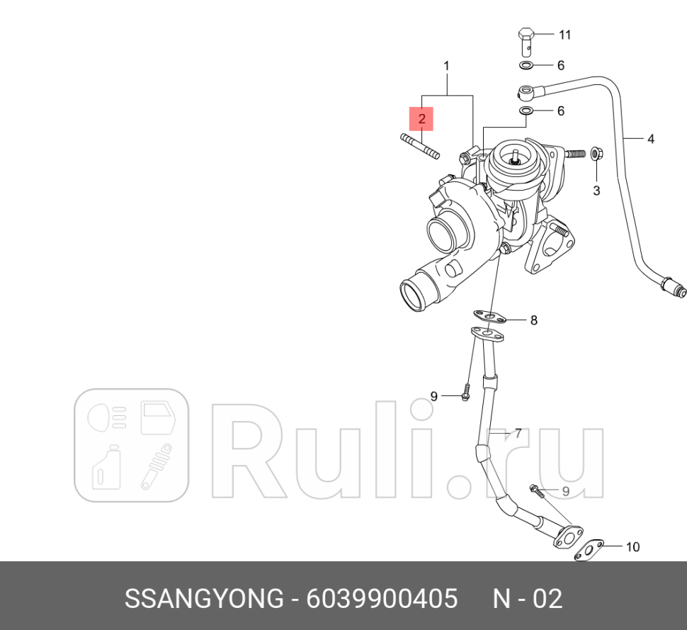 Шпилька турбины 107020701911190242131 Корея Республика SSANG YONG 6039900405 0₽