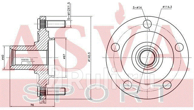 Ступица задняя без Подшипника ASVA MTWH-CU20R 2820₽