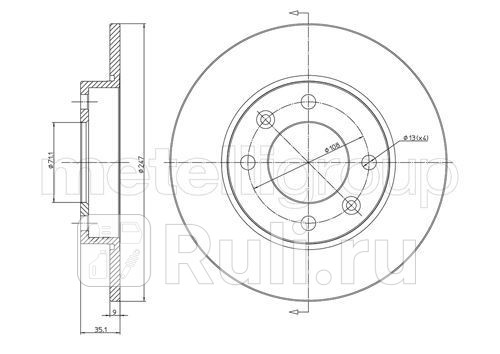 диск тормозной задний Citroen Xsara Peugeot 307 14-20HDi 01 Metelli 23-0567C 1770₽