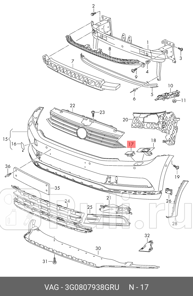 Крышка форсунки омывателя VAG 3G0807938GRU 0₽