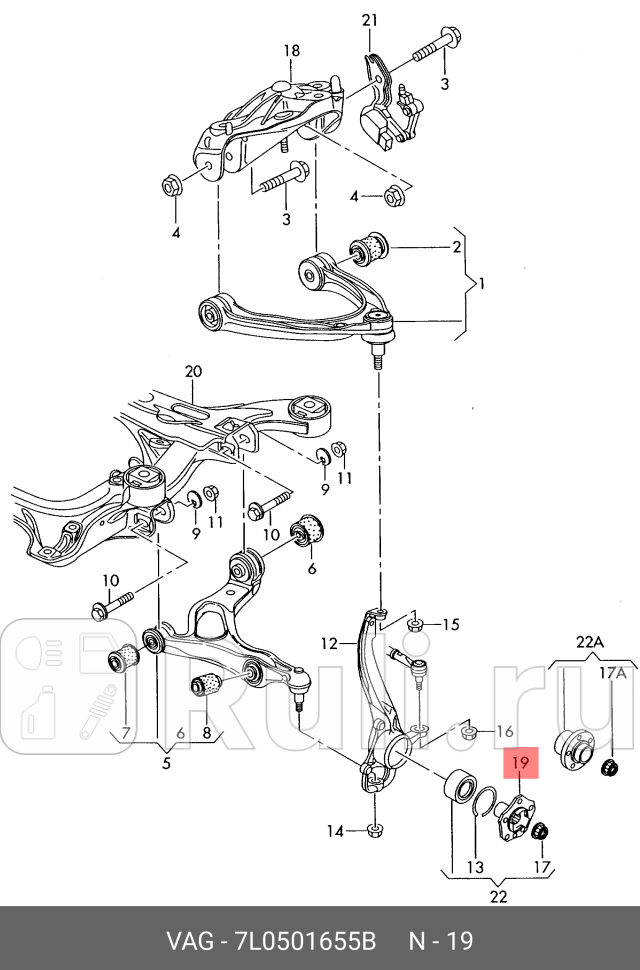 Ступица колеса VAG 7L0 501 655 B 123310₽