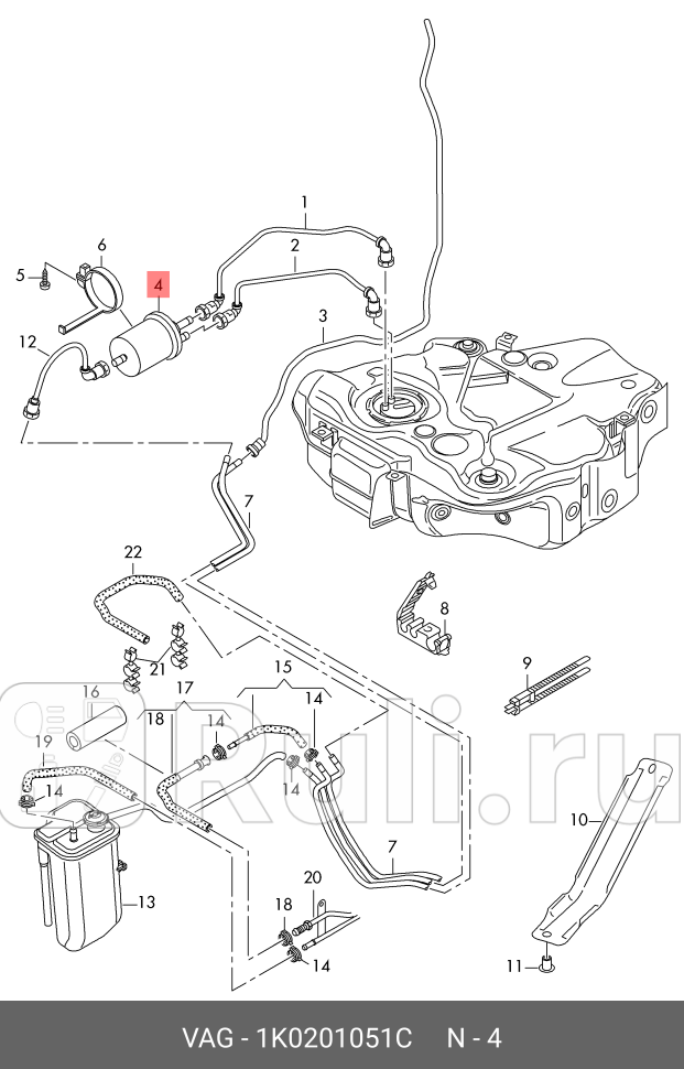 фильтр топливный Audi A3 VW GolfJettaTouran 03 VAG 1K0201051C 0₽